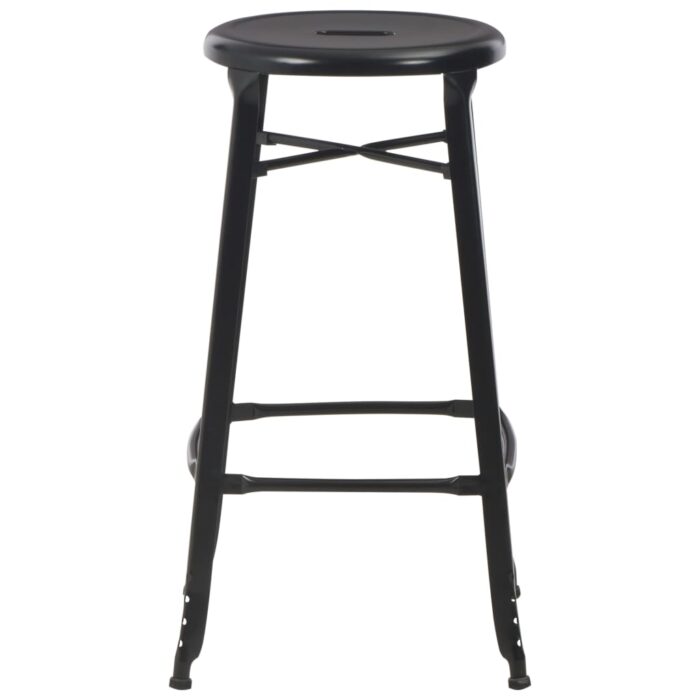 Tabourets de bar lot de 6 noir acier – Image 2