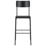 Chaises de bar lot de 4 noir contreplaqué solide et acier – Image 2