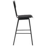 Chaises de bar lot de 4 noir contreplaqué solide et acier – Image 3