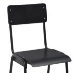 Chaises de bar lot de 4 noir contreplaqué solide et acier – Image 5
