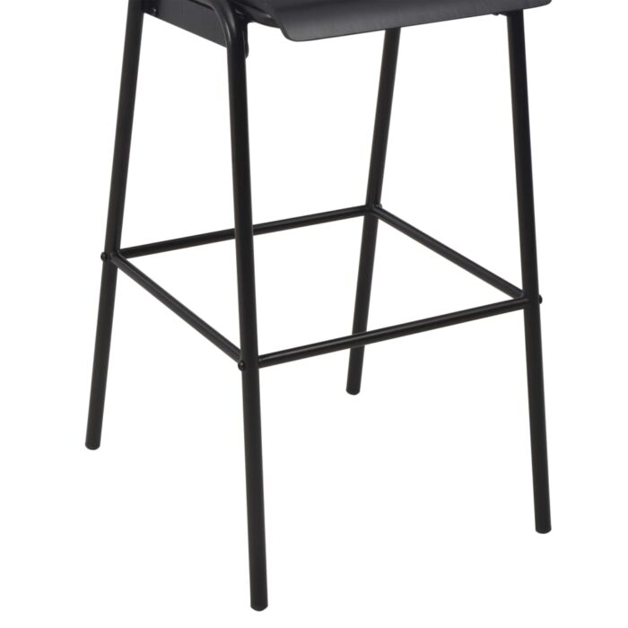 Chaises de bar lot de 4 noir contreplaqué solide et acier – Image 6