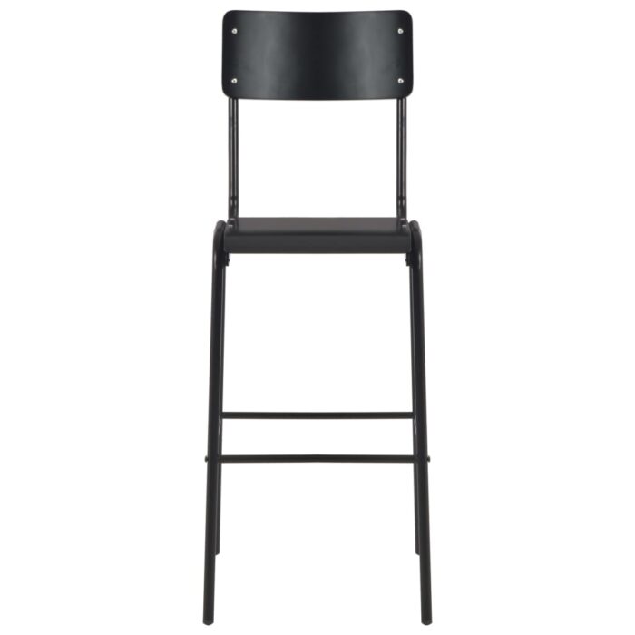 Chaises de bar lot de 6 noir contreplaqué solide et acier – Image 2