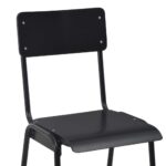 Chaises de bar lot de 6 noir contreplaqué solide et acier – Image 5