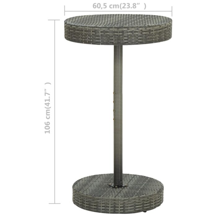 Table de jardin Gris 60,5x106 cm Résine tressée – Image 4