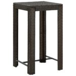 Table de bar de jardin Marron 60,5x60,5x110,5 cm Résine tressée
