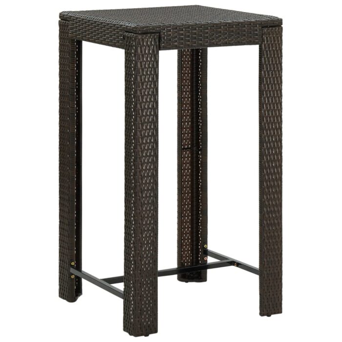Table de bar de jardin Marron 60,5x60,5x110,5 cm Résine tressée – Image 1
