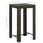 Table de bar de jardin Marron 60,5x60,5x110,5 cm Résine tressée – Image 4