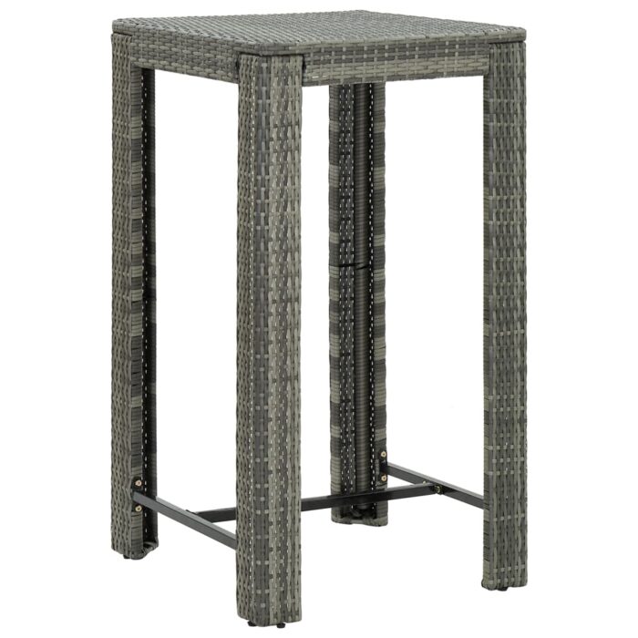 Table de bar de jardin Gris 60,5x60,5x110,5 cm Résine tressée – Image 1