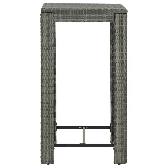 Table de bar de jardin Gris 60,5x60,5x110,5 cm Résine tressée – Image 2