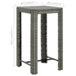 Table de bar de jardin Gris 60,5x60,5x110,5 cm Résine tressée – Image 5