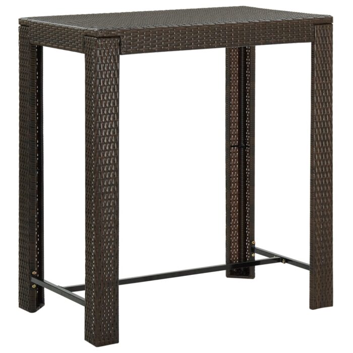 Table de bar de jardin Marron 100x60,5x110,5 cm Résine tressée – Image 1