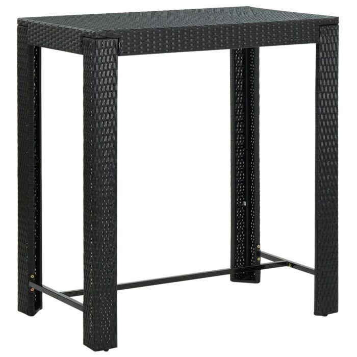 Table de bar de jardin Noir 100x60,5x110,5 cm Résine tressée – Image 1