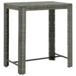 Table de bar de jardin Gris 100x60,5x110,5 cm Résine tressée