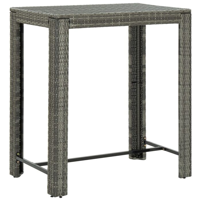 Table de bar de jardin Gris 100x60,5x110,5 cm Résine tressée – Image 1