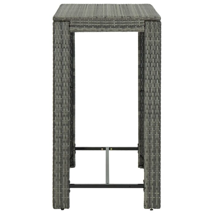 Table de bar de jardin Gris 100x60,5x110,5 cm Résine tressée – Image 2