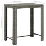 Table de bar de jardin Gris 100x60,5x110,5 cm Résine tressée – Image 5