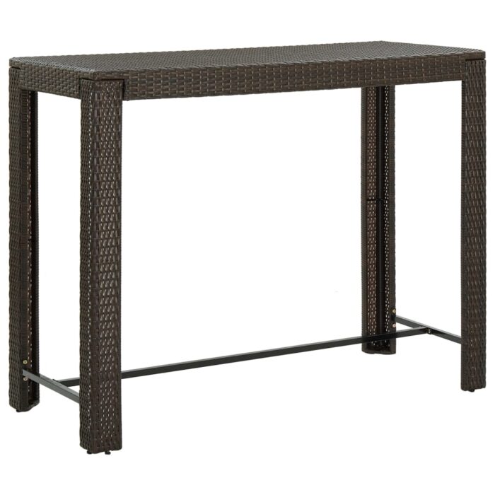 Table de bar de jardin Marron 140,5x60,5x110,5cm Résine tressée – Image 1