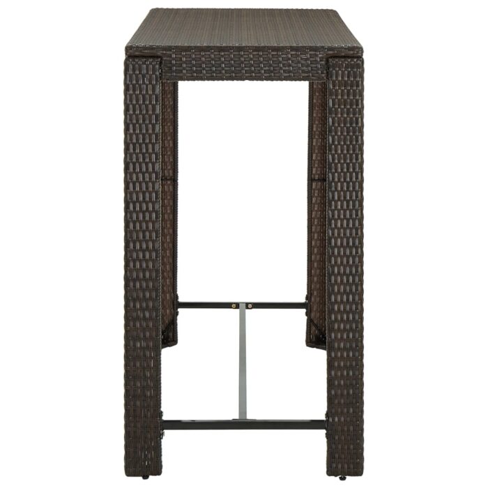 Table de bar de jardin Marron 140,5x60,5x110,5cm Résine tressée – Image 2