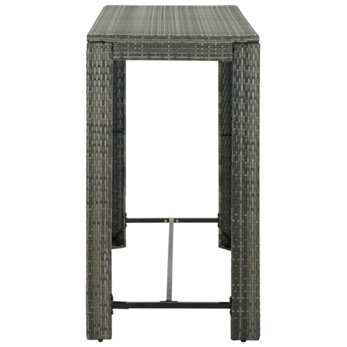Table de bar de jardin Gris 140,5x60,5x110,5 cm Résine tressée – Image 2