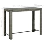 Table de bar de jardin Gris 140,5x60,5x110,5 cm Résine tressée – Image 5