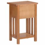 Table à revues avec tiroir 35x27x55 cm Bois de chêne solide – Image 4
