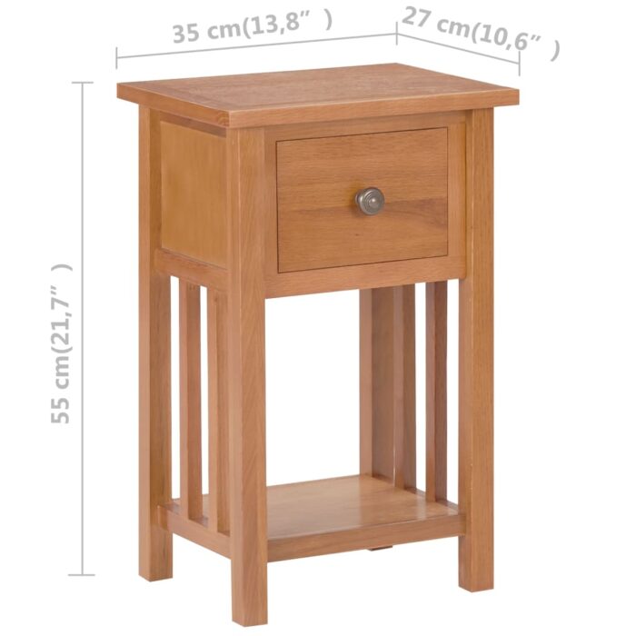 Table à revues avec tiroir 35x27x55 cm Bois de chêne solide – Image 8