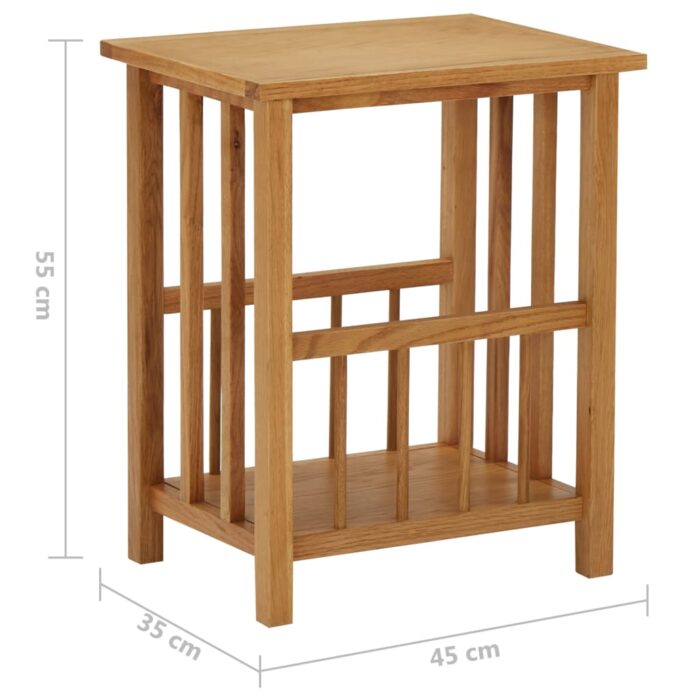 Table à revues 45x35x55 cm Bois de chêne solide – Image 5