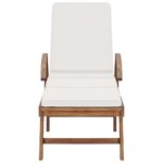 Chaises longues avec coussins 2 pcs Bois de teck solide Crème – Image 2