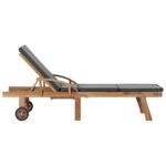 Chaises longues et coussins 2pcs Bois de teck solide Gris foncé – Image 3