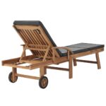 Chaises longues et coussins 2pcs Bois de teck solide Gris foncé – Image 4