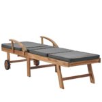 Chaises longues et coussins 2pcs Bois de teck solide Gris foncé – Image 5