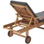 Chaises longues et coussins 2pcs Bois de teck solide Gris foncé – Image 8