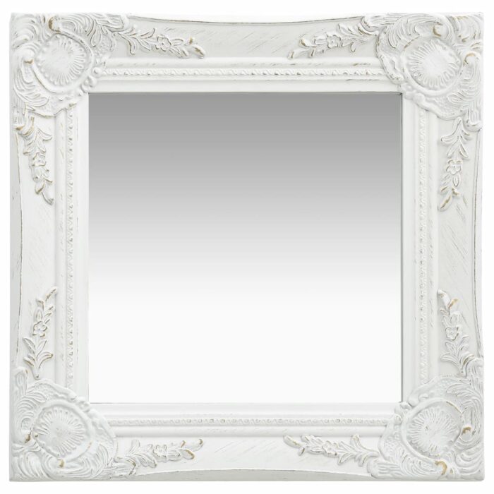 Miroir mural style baroque 40x40 cm Blanc – Image 1