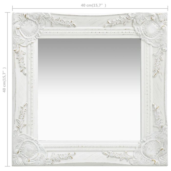 Miroir mural style baroque 40x40 cm Blanc – Image 4