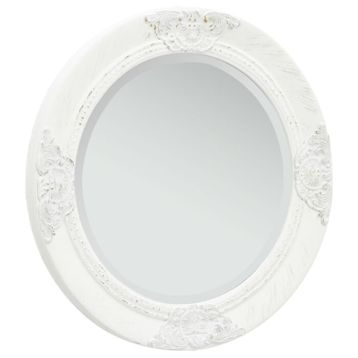 Miroir mural style baroque 50 cm Blanc – Image 1