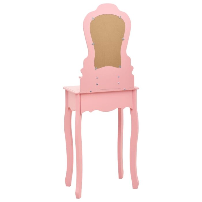 Ensemble de coiffeuse avec tabouret Rose 50x59x136 cm Paulownia – Image 5