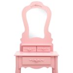 Ensemble de coiffeuse avec tabouret Rose 50x59x136 cm Paulownia – Image 6