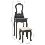 Ensemble de coiffeuse avec tabouret Gris 50x59x136 cm Paulownia – Image 10