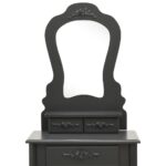 Ensemble de coiffeuse avec tabouret Gris 50x59x136 cm Paulownia – Image 6