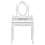 Ensemble de coiffeuse avec tabouret Blanc 75x69x140cm Paulownia – Image 3