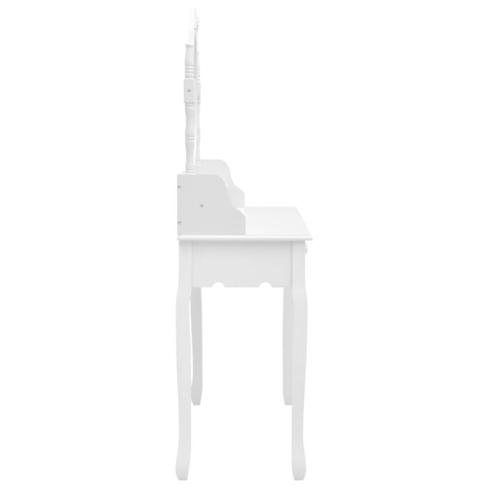 Ensemble de coiffeuse avec tabouret Blanc 75x69x140cm Paulownia – Image 4