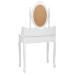 Ensemble de coiffeuse avec tabouret Blanc 75x69x140cm Paulownia – Image 5