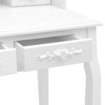 Ensemble de coiffeuse avec tabouret Blanc 75x69x140cm Paulownia – Image 7