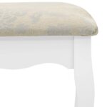 Ensemble de coiffeuse avec tabouret Blanc 75x69x140cm Paulownia – Image 9