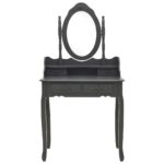Ensemble de coiffeuse avec tabouret Gris 75x69x140 cm Paulownia – Image 3
