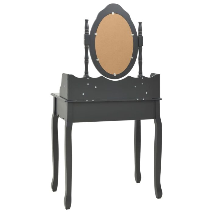 Ensemble de coiffeuse avec tabouret Gris 75x69x140 cm Paulownia – Image 5