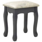 Ensemble de coiffeuse avec tabouret Gris 75x69x140 cm Paulownia – Image 8
