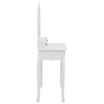 Ensemble de coiffeuse avec tabouret Blanc 80x69x141cm Paulownia – Image 4