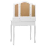 Ensemble de coiffeuse avec tabouret Blanc 80x69x141cm Paulownia – Image 5