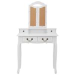 Ensemble de coiffeuse avec tabouret Blanc 80x69x141cm Paulownia – Image 6
